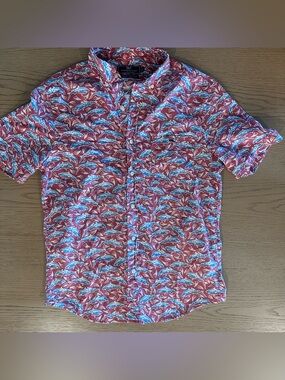 Vineyard Vines Shirt Mens Tucker Classic Fit Button Down Shark‎ Print A73
